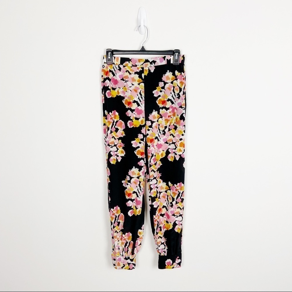 Dyvna Floral Print Silk Crepe Pants Size 0